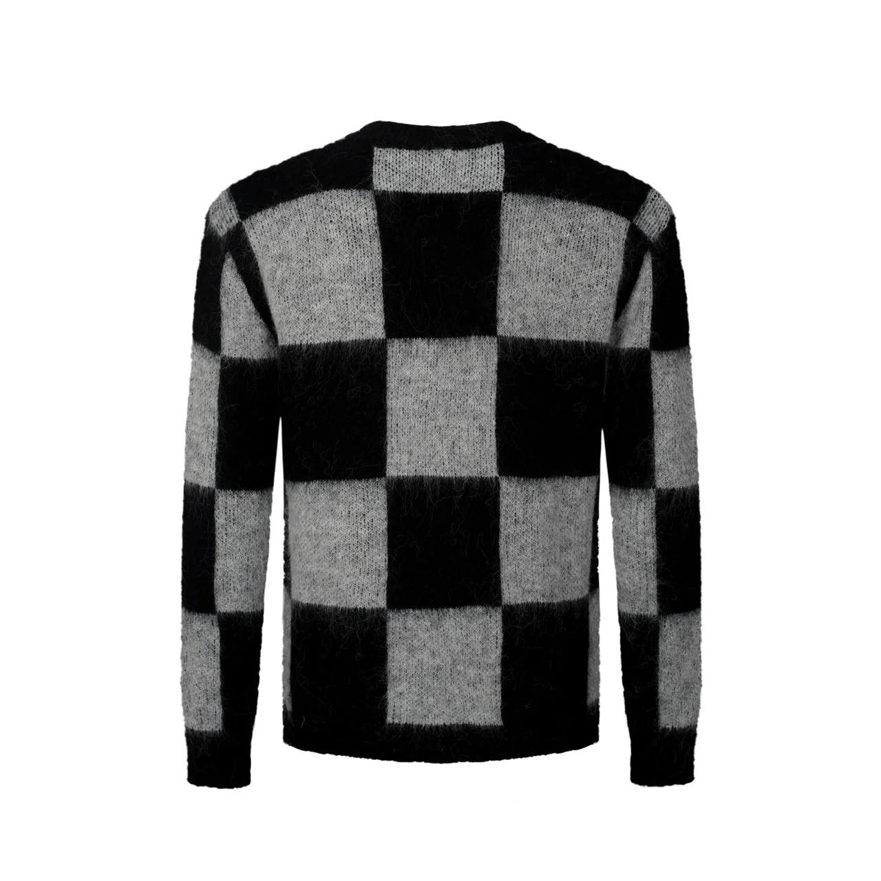 Men's black checkered plush knitted sweater - Image 3