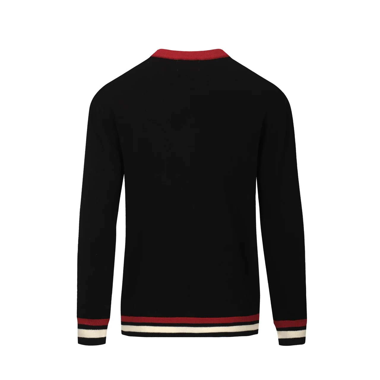 Men's black embroidered black cat head casual knitwear - Image 3