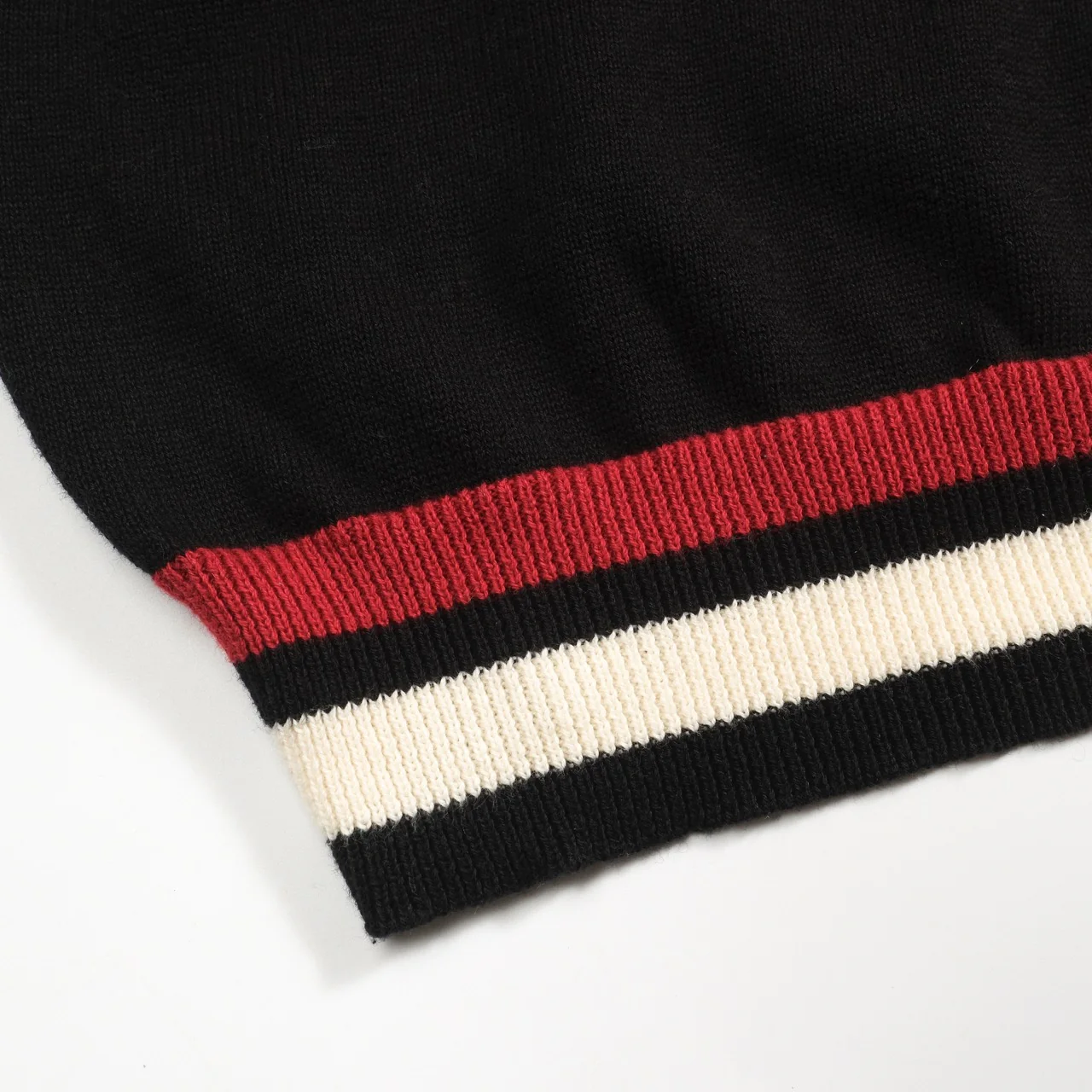 Men's black embroidered black cat head casual knitwear - Image 5