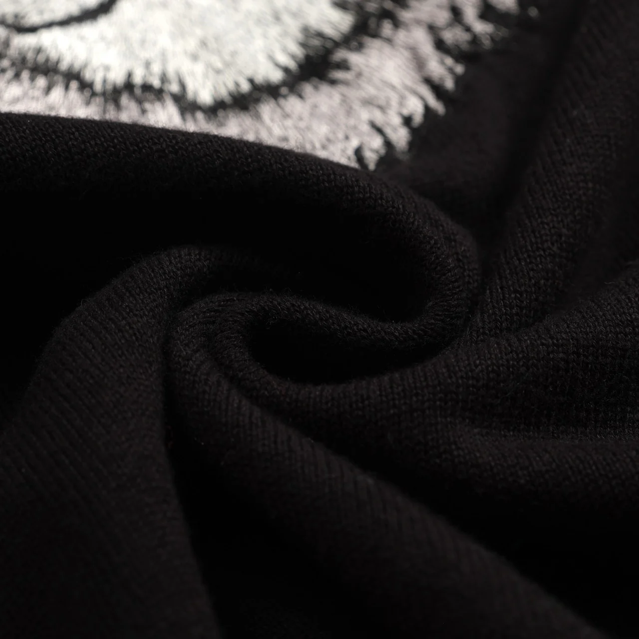 Men's black embroidered black cat head casual knitwear - Image 8