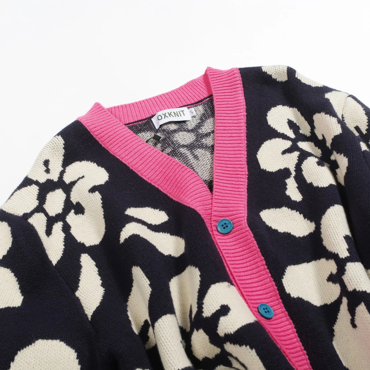 Men's black floral jacquard art sweater jacket - Image 8