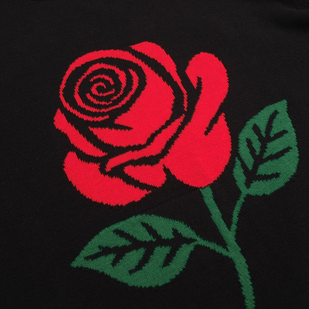 Men's black retro rose jacquard high-neck knitwear - Image 2