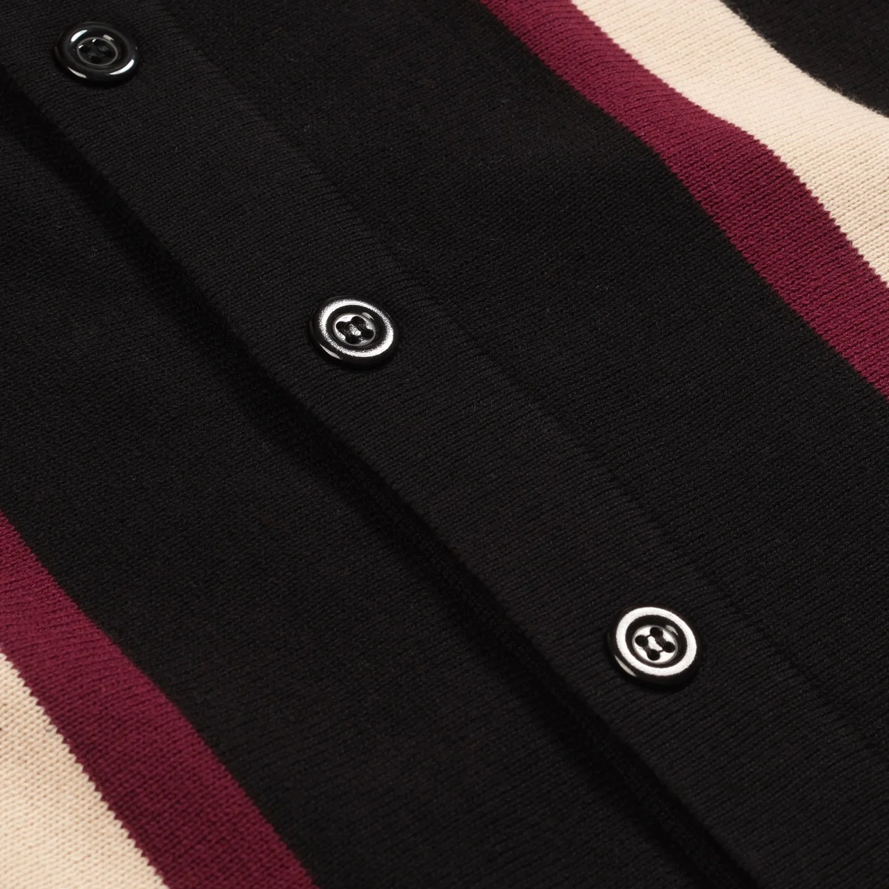 Men's black retro striped 1960s knitted cardigan - Image 2