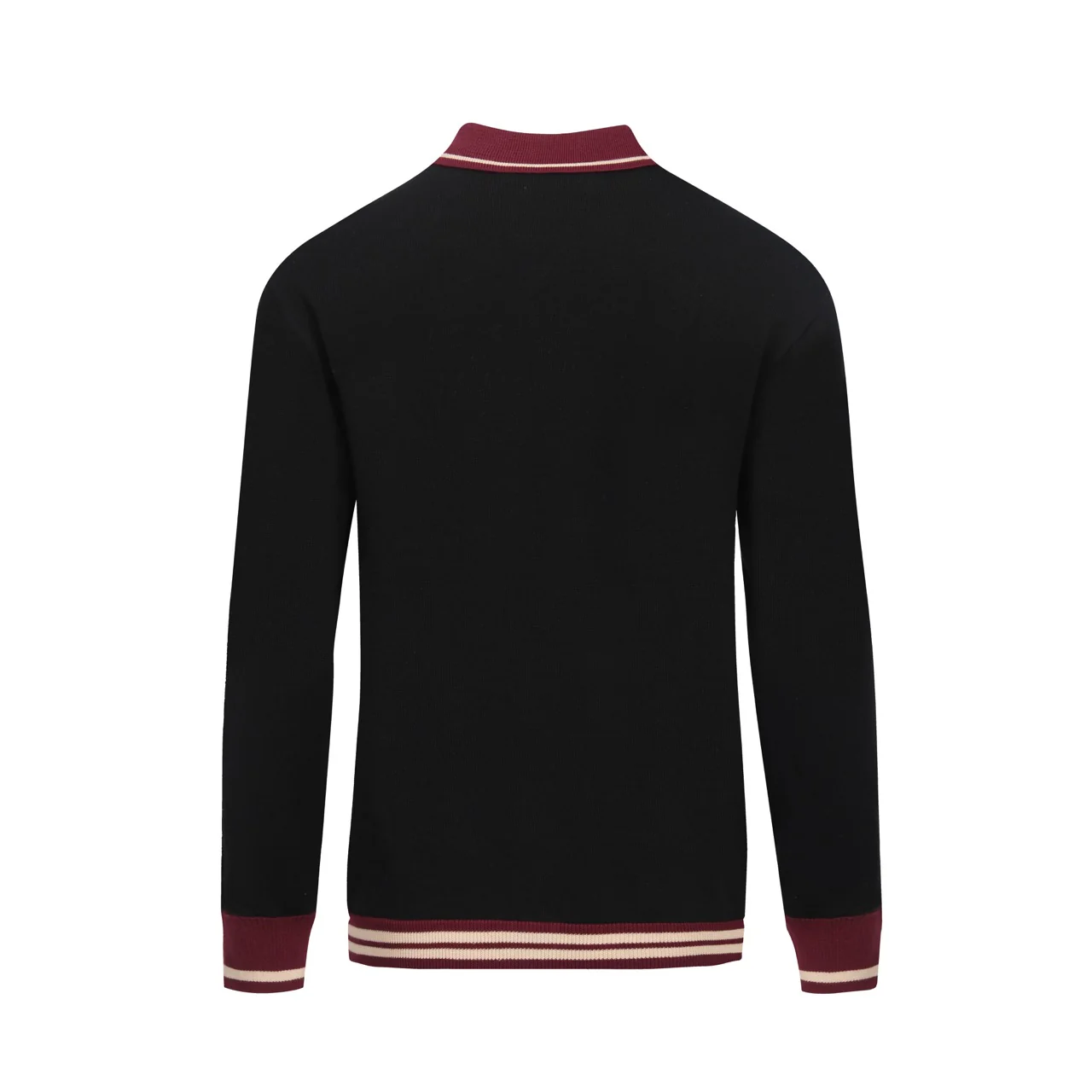 Men's black retro striped 1960s knitted cardigan - Image 3