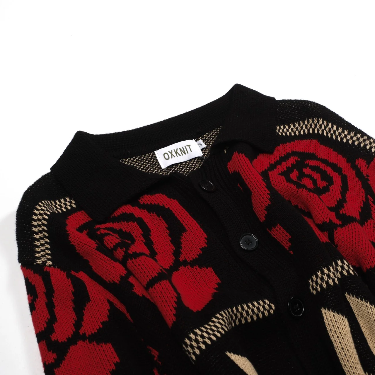 Men's black rose vintage casual knit cardigan - Image 11
