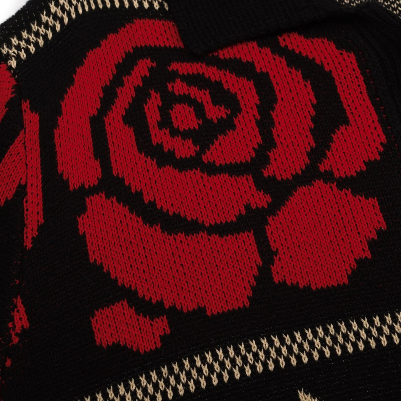 Men's black rose vintage casual knit cardigan - Image 2