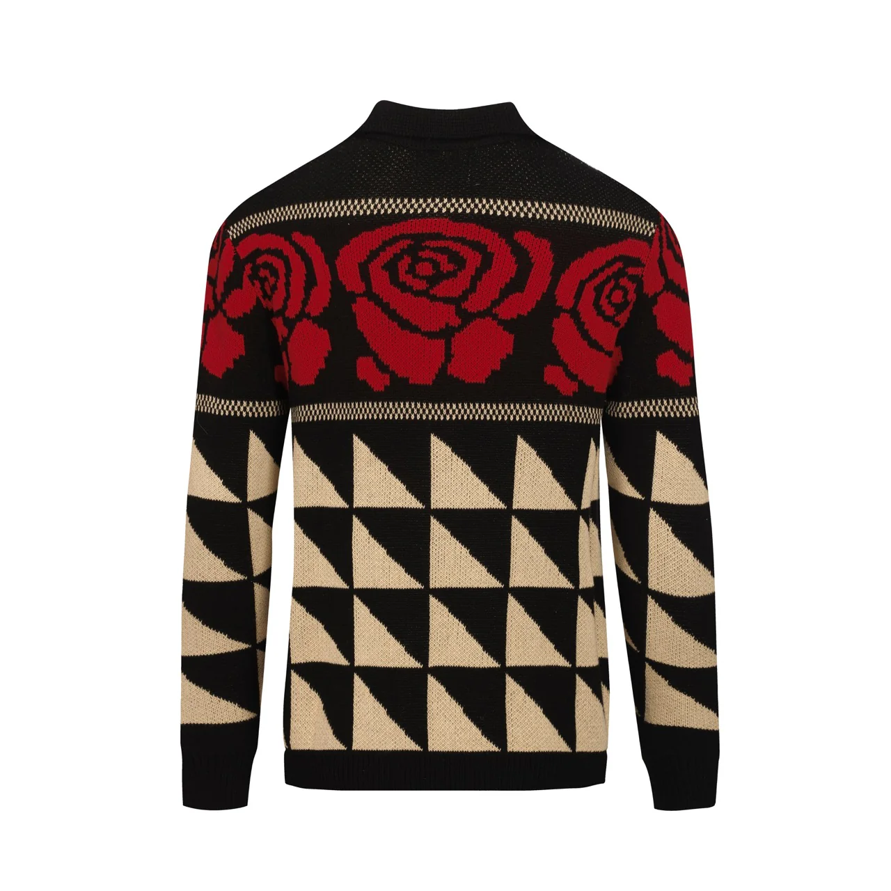 Men's black rose vintage casual knit cardigan - Image 3
