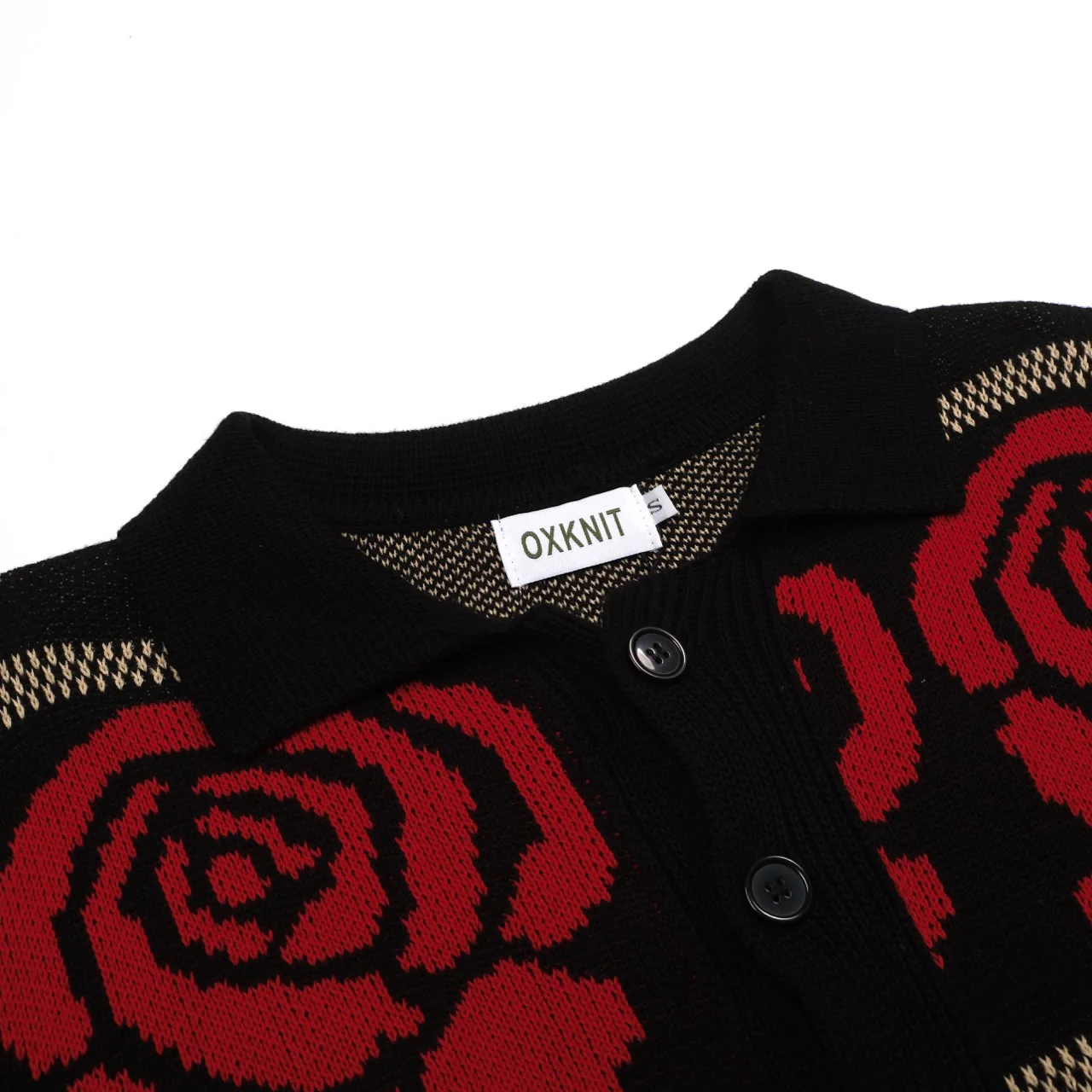 Men's black rose vintage casual knit cardigan - Image 4