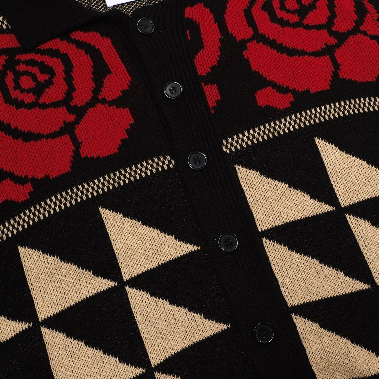 Men's black rose vintage casual knit cardigan - Image 6