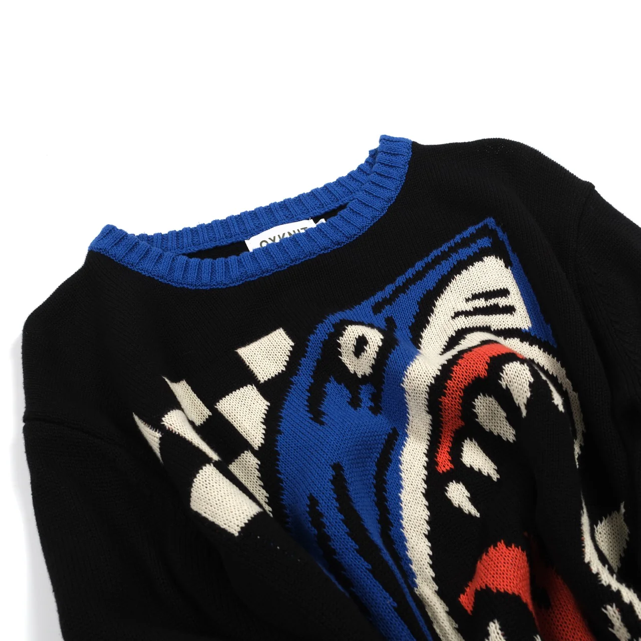 Mens black Shark vintage print jacquard knitwear - Image 9