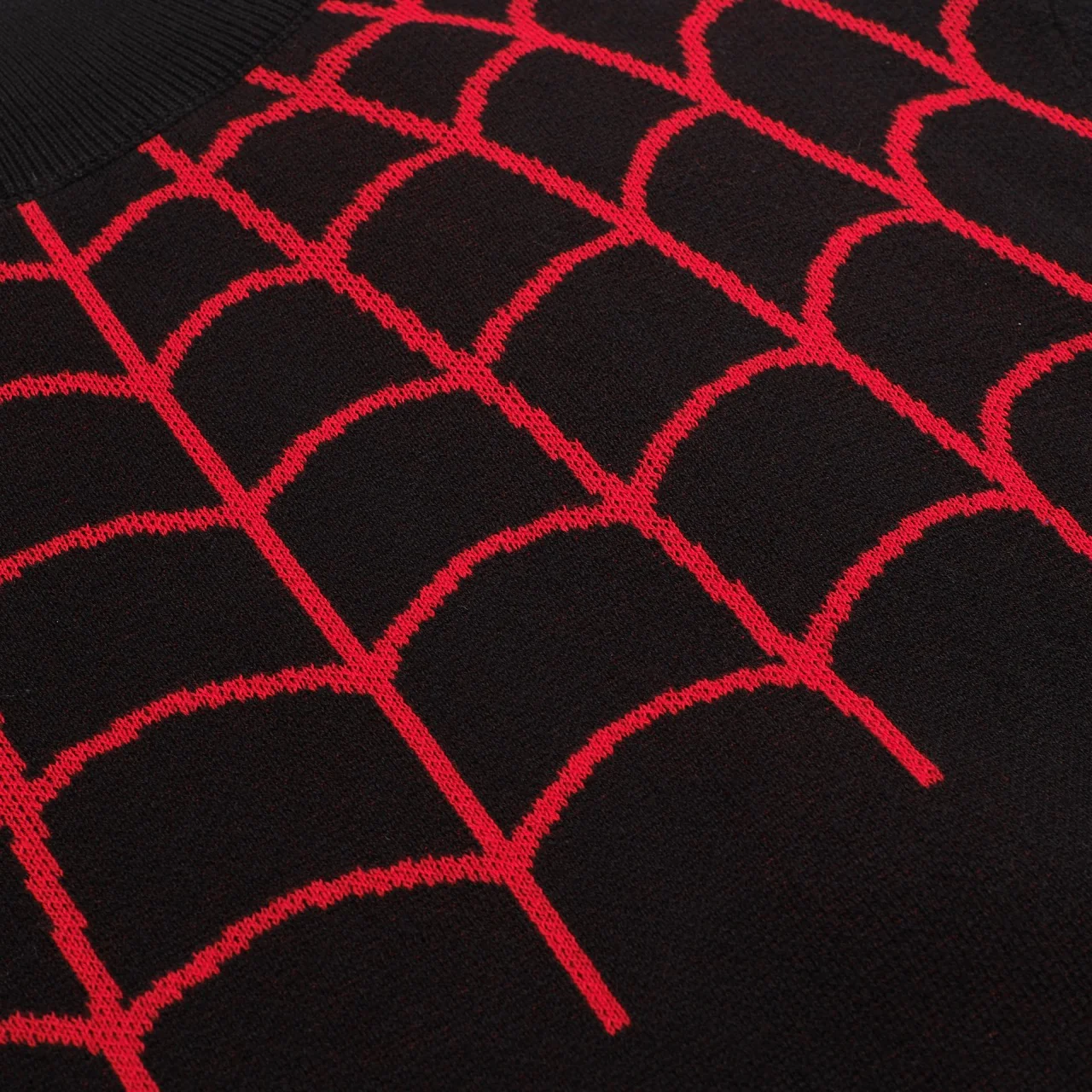 Men's black spider-web vintage striped high-neck knitwear - Image 2
