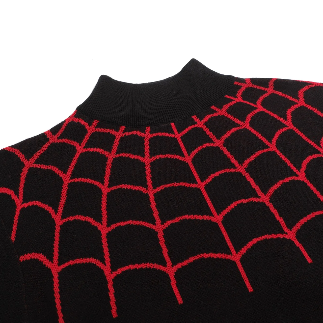 Men's black spider-web vintage striped high-neck knitwear - Image 4