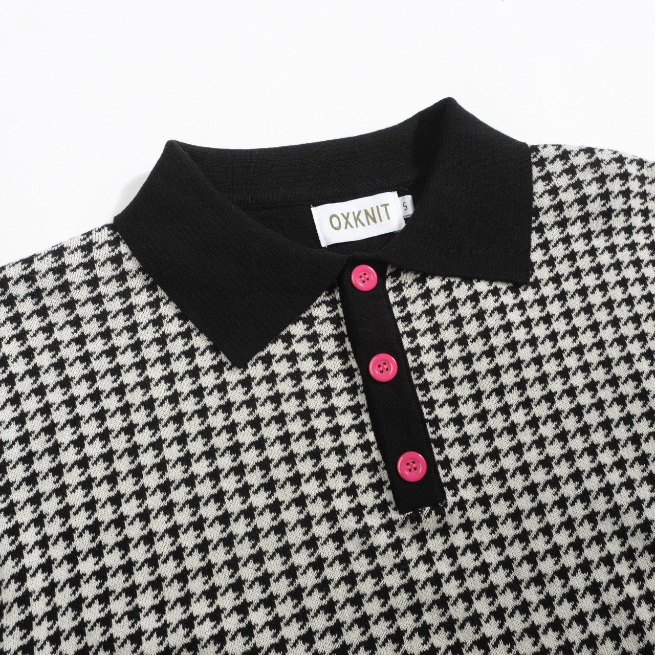 Men's black street retro knitted polo shirt - Image 4