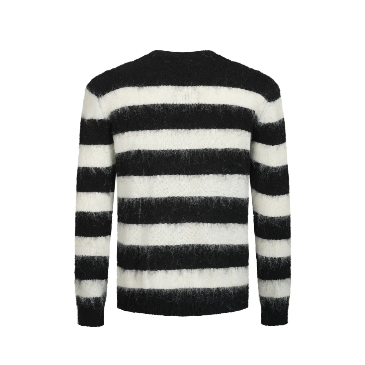 Men's black striped vintage plush knit sweater - Image 3