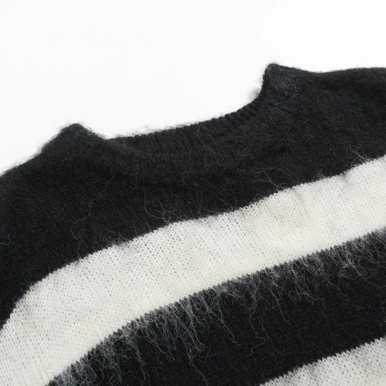 Men's black striped vintage plush knit sweater - Image 4