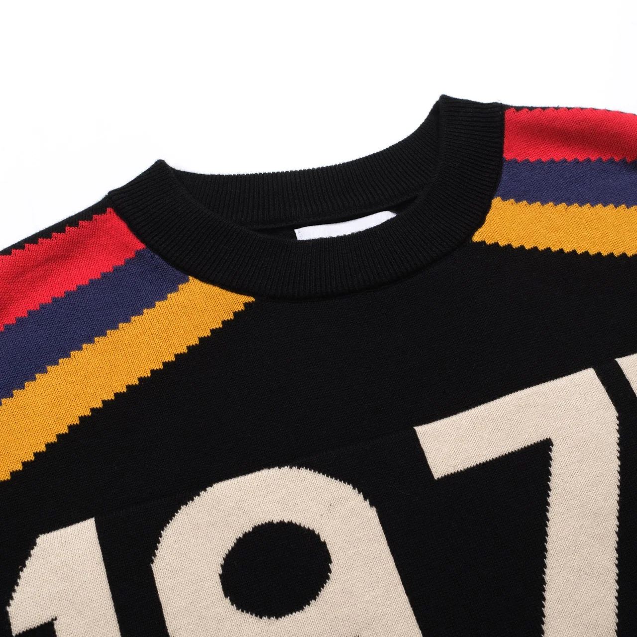 Men's black vintage 1977 jacquard knit T-shirt - Image 4