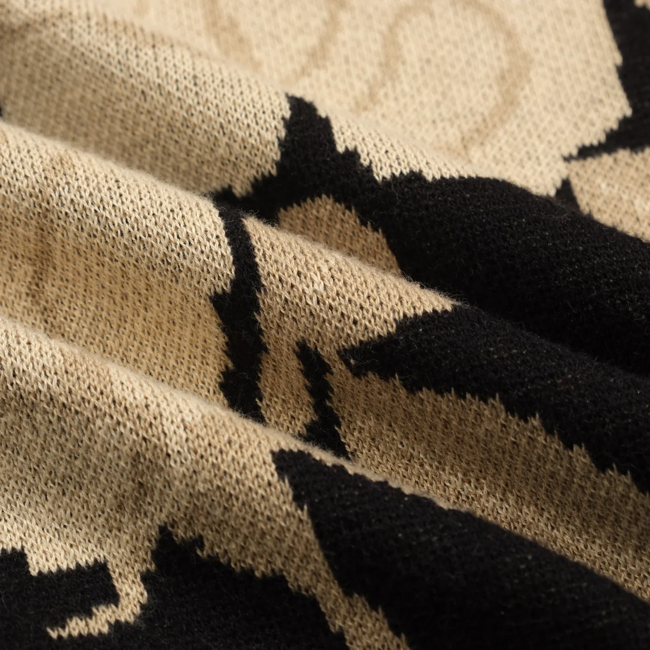 Men's black vintage jacquard knit zipper cardigan - Image 9