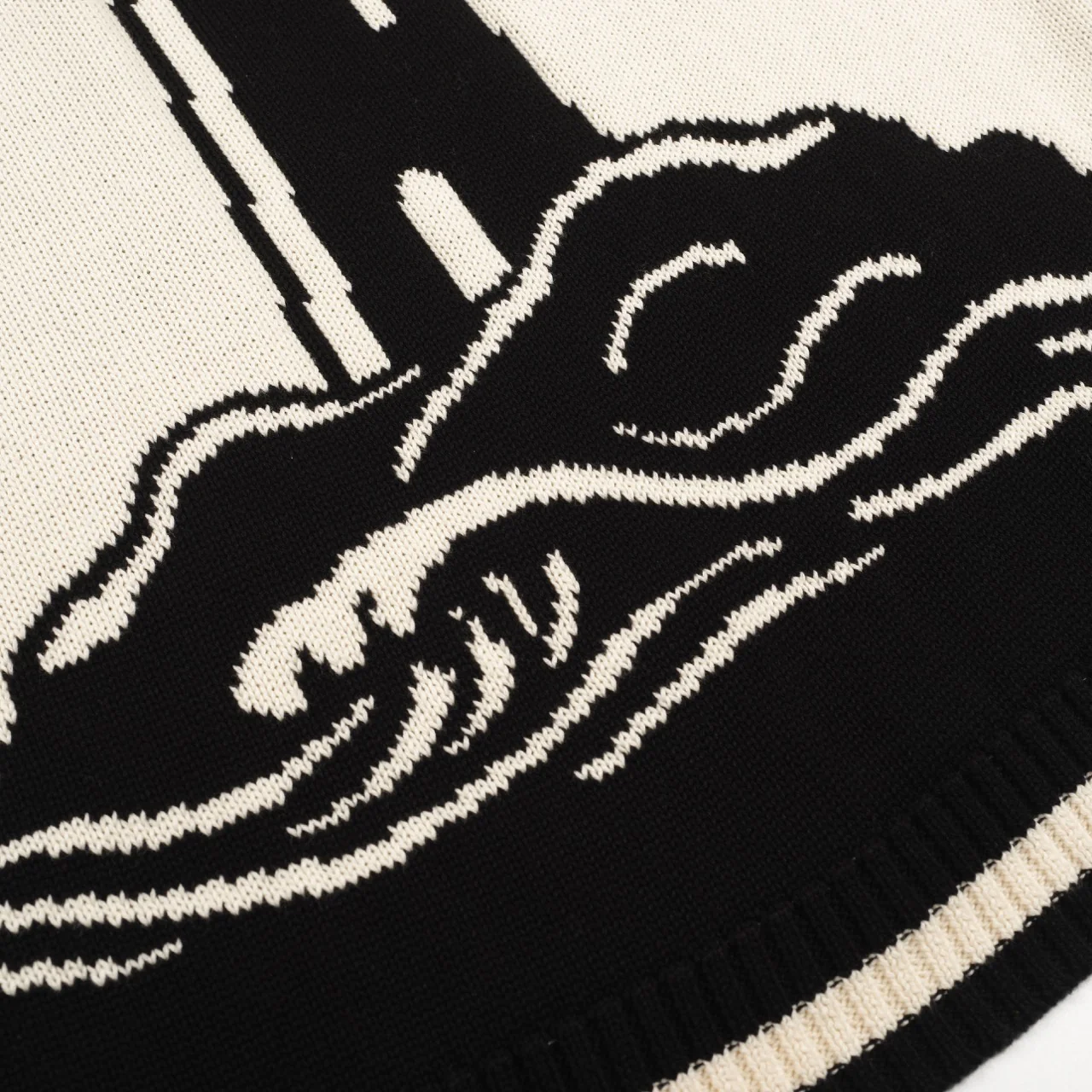 Men's black vintage pattern jacquard knitwear - Image 5