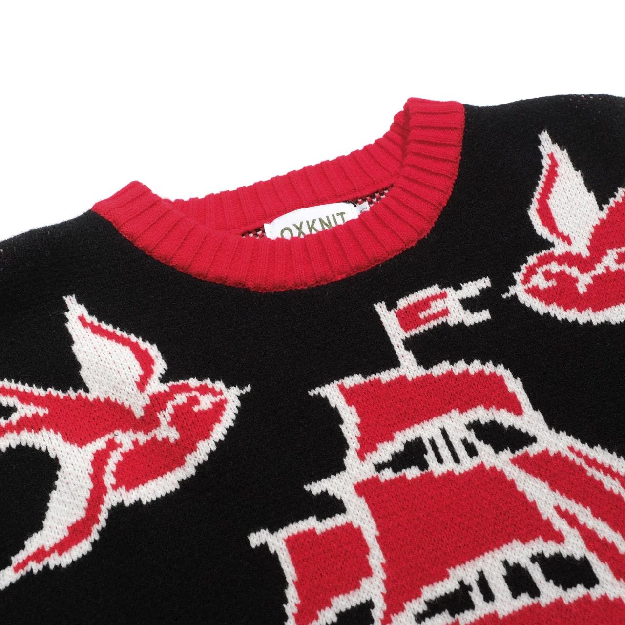 Men's black vintage patterned jacquard sweater - Image 4