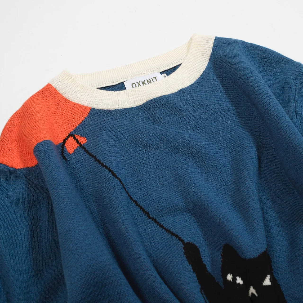 Men's blue cat knit T-shirt- Designed by Lim Heng Swee - Image 12