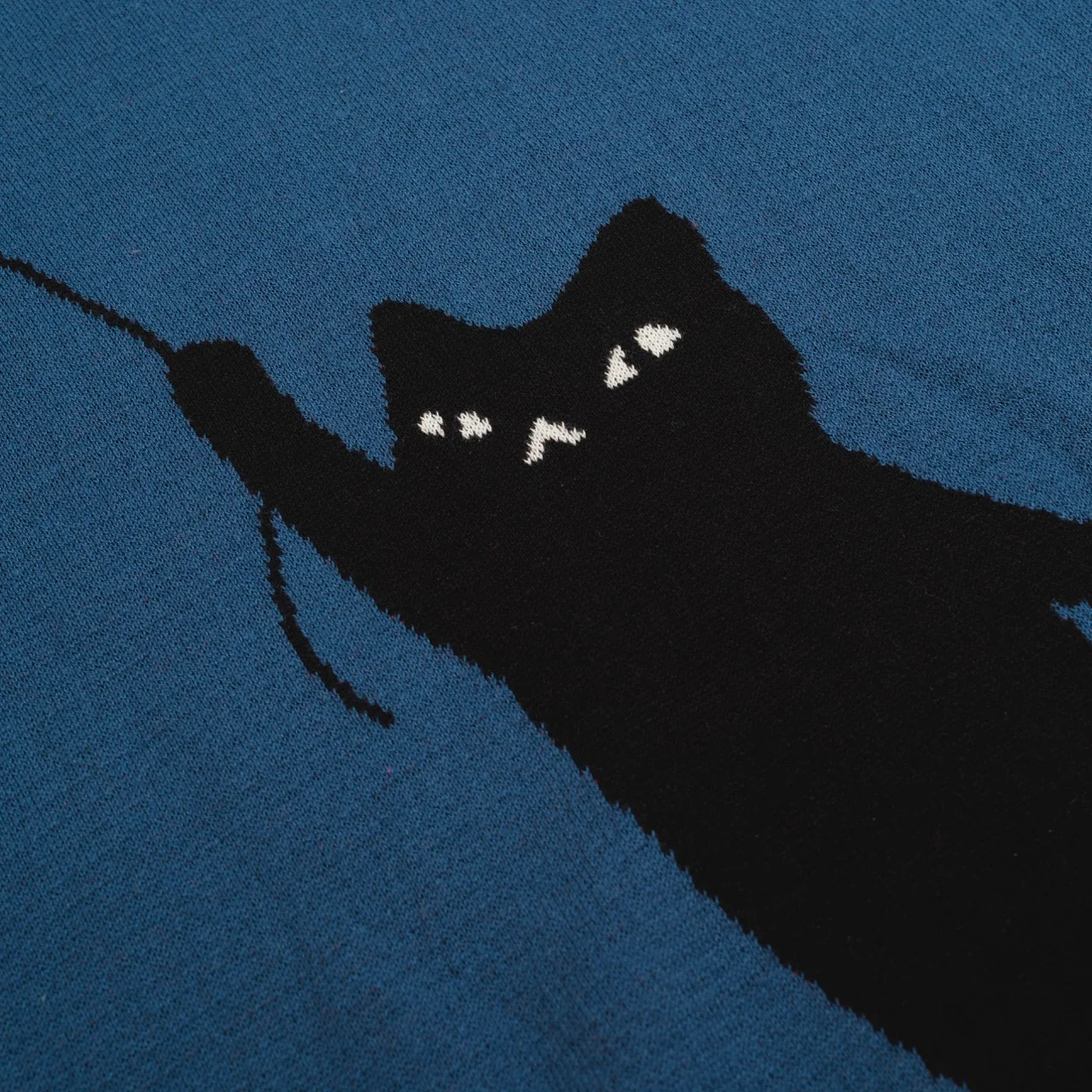 Men's blue cat knit T-shirt- Designed by Lim Heng Swee - Image 7