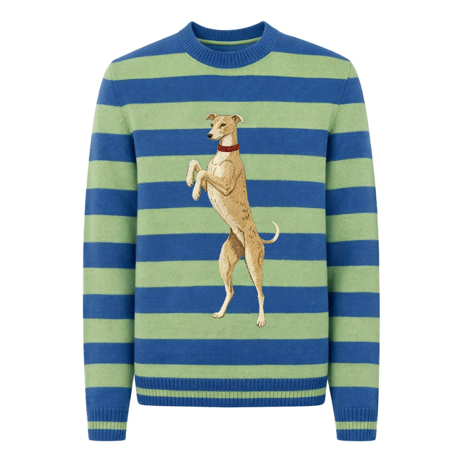 Men's blue embroidered dog classic vintage knitwear