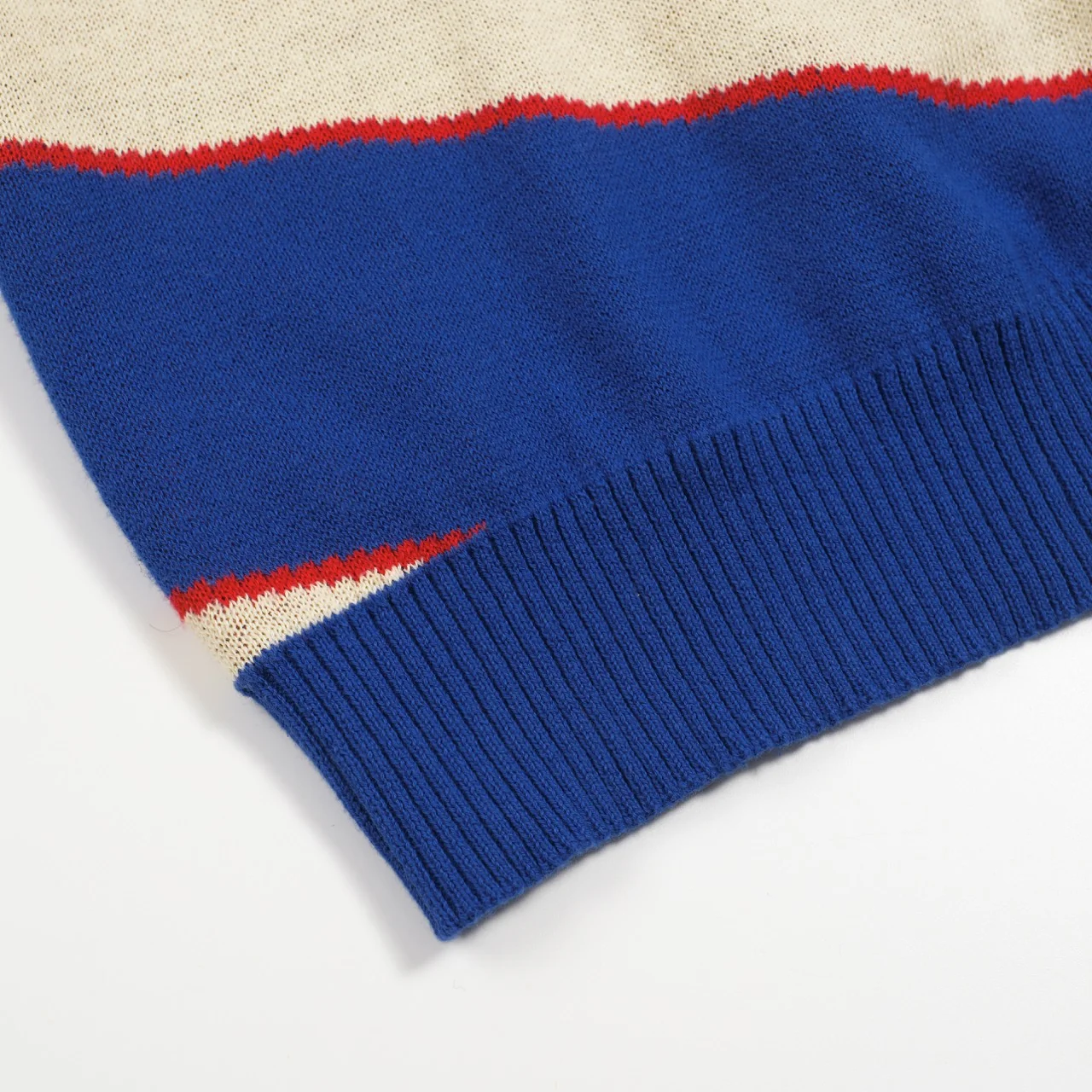 Men's blue fashionable striped vintage jacquard high-neck knitwear - Image 5