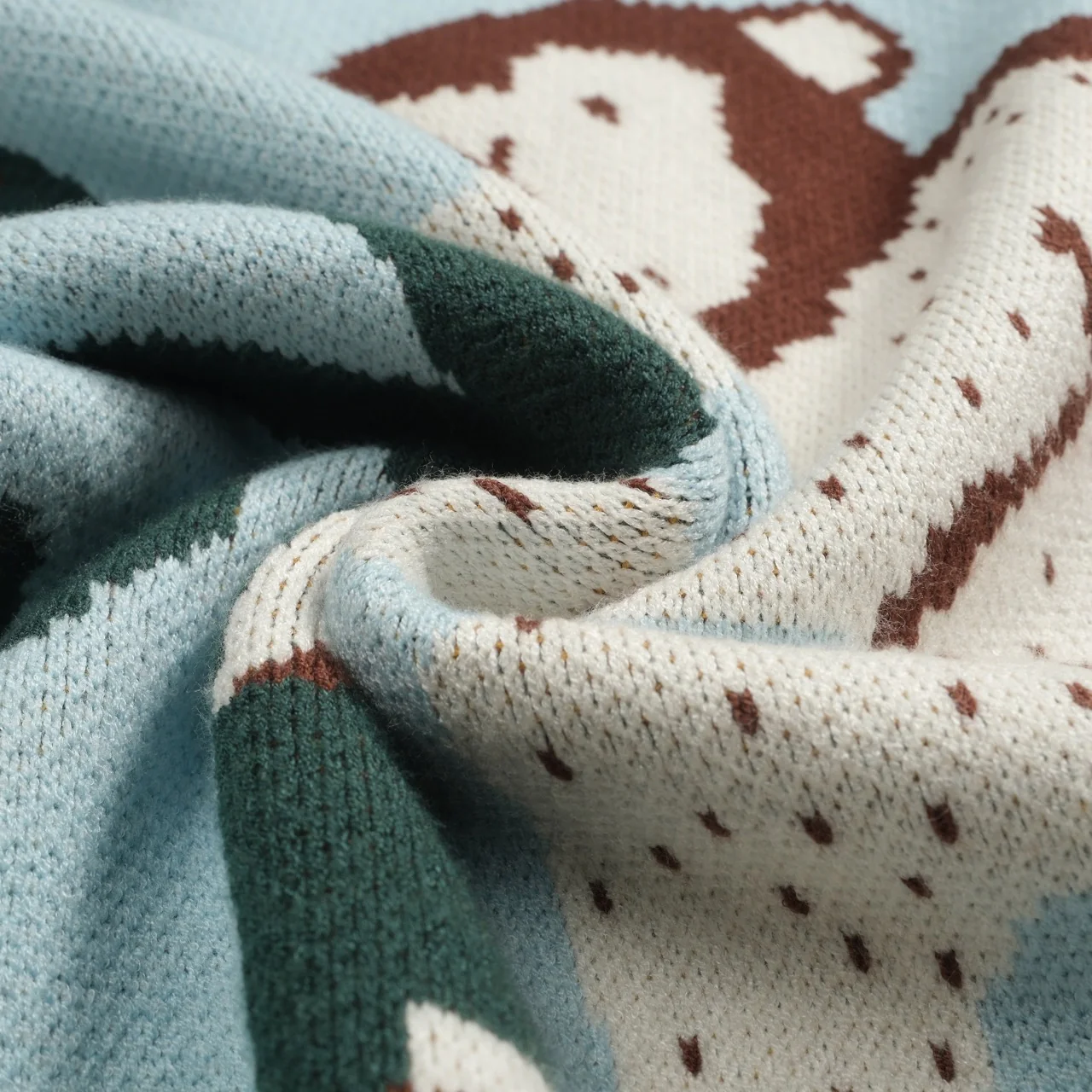 Mens blue leopard print monkey animal jacquard knitwear - Image 8