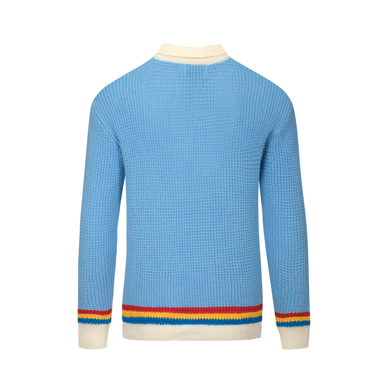 Men's blue preppy V-neck knitted polo shirt - Image 3