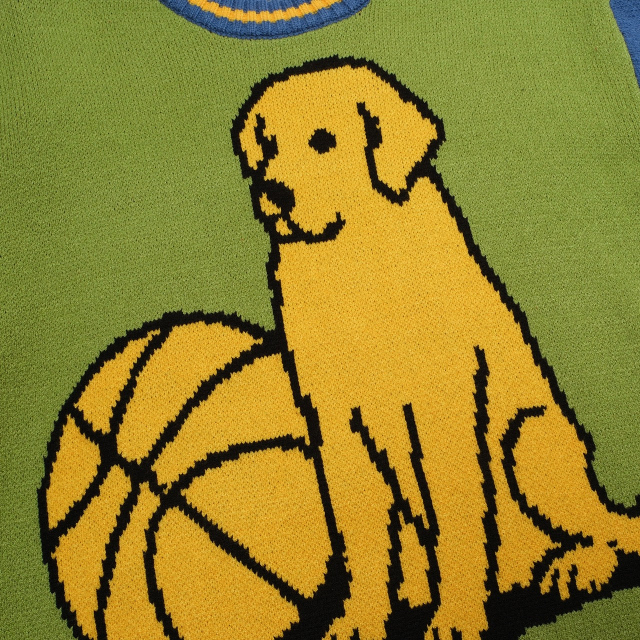 Men's blue puppy basketball jacquard vintage knitwear - Image 2