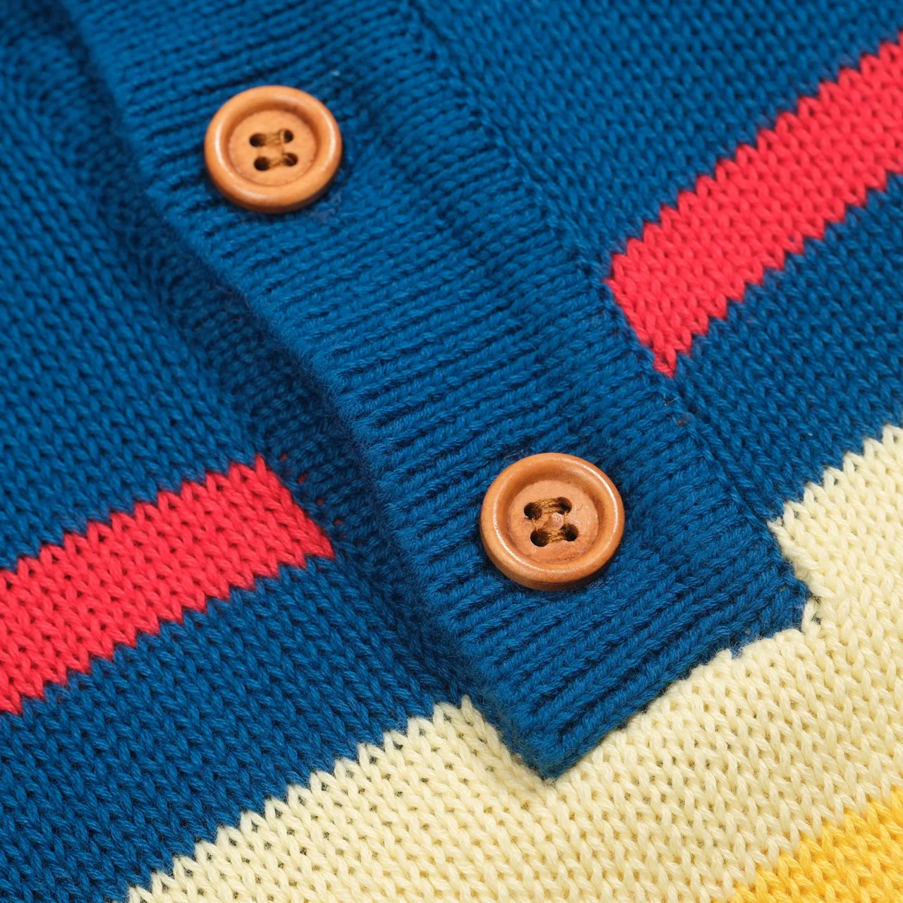 Men's blue striped retro knitted polo shirt - Image 2