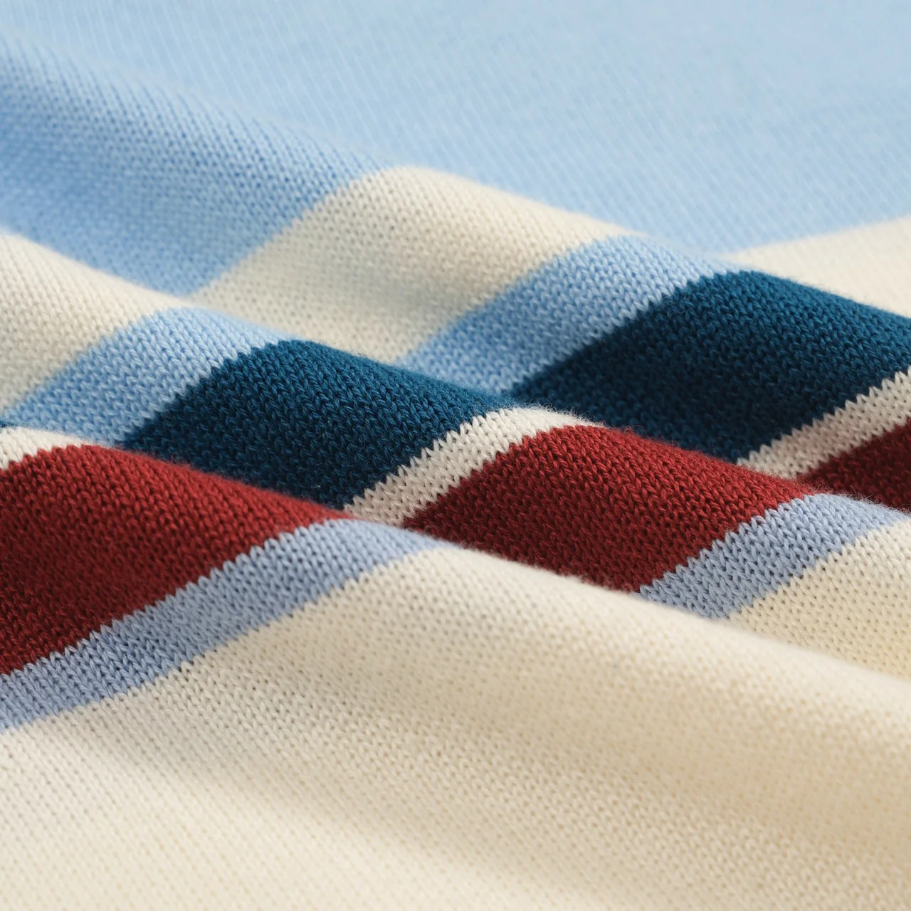 Men's blue striped retro V-neck polo - Image 2