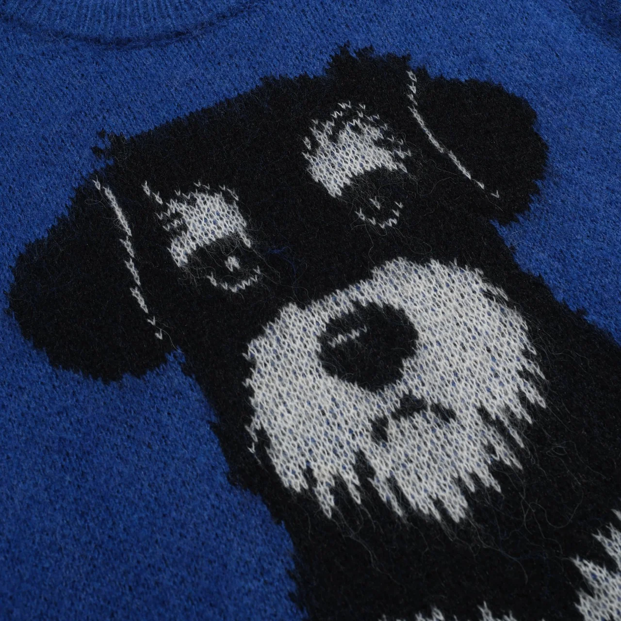 Men's blue vintage dog jacquard plush knitwear - Image 5