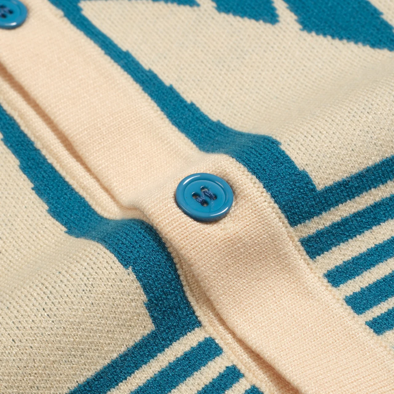 Men's blue vintage jacquard art sweater jacket - Image 5