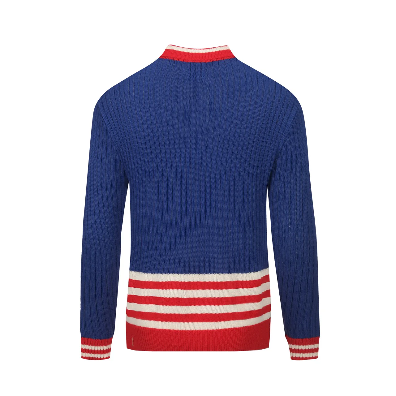 Men's blue vintage striped preppy knit polo - Image 3