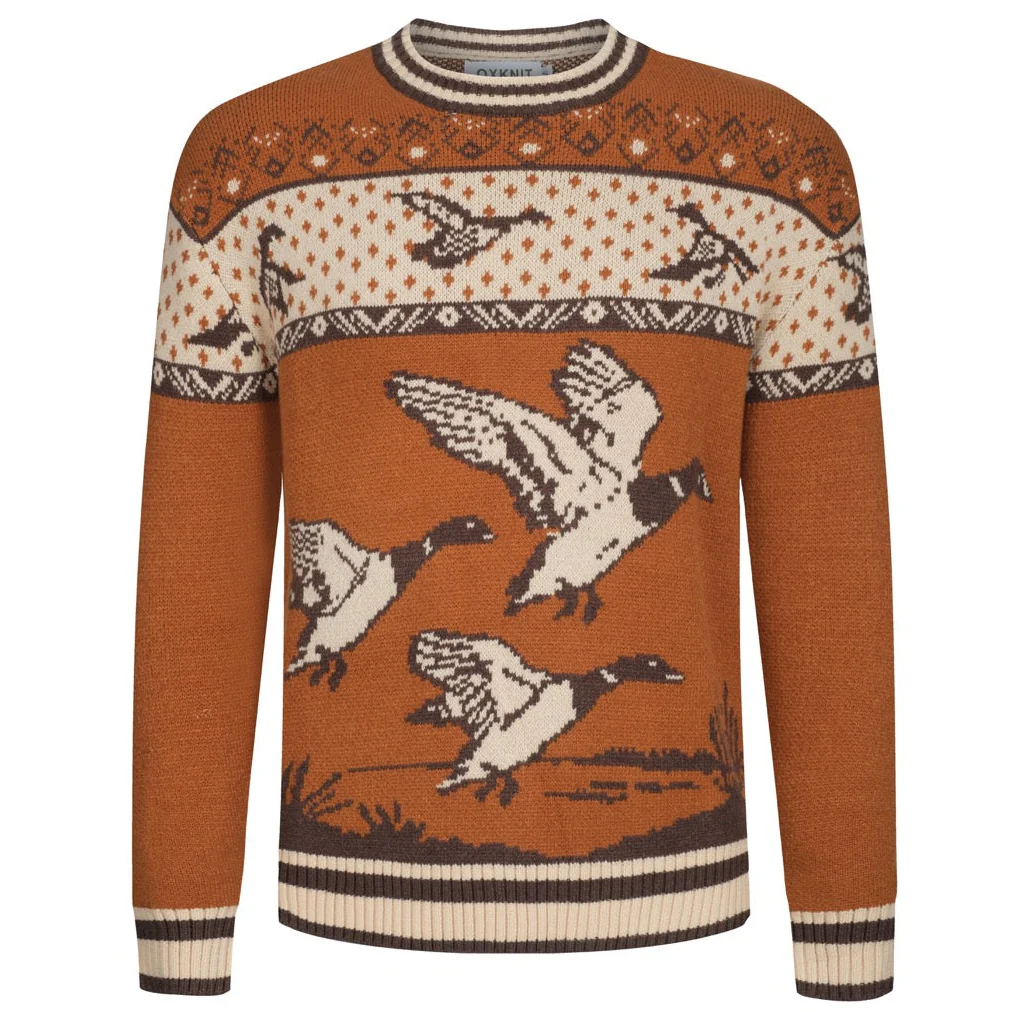 Men's brown 1960's casual jacquard sweater