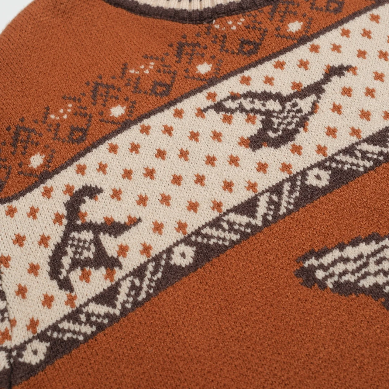 Men's brown 1960's casual jacquard sweater - Image 5