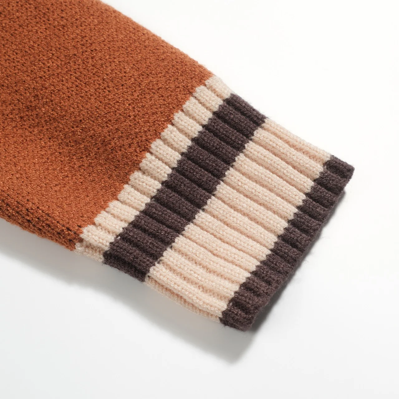 Men's brown 1960's casual jacquard sweater - Image 7