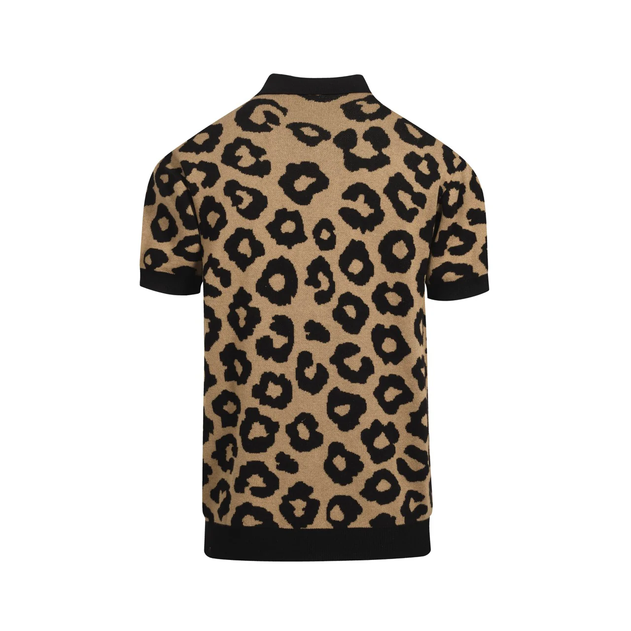 Men's brown leopard print vintage jacquard knitted cardigan - Image 10