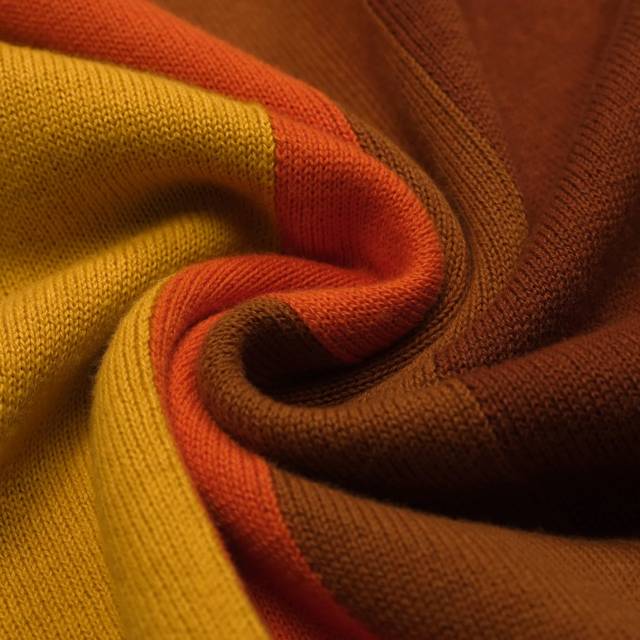 Men's brown striped pocket V-neck knitted polo shirt - Image 9