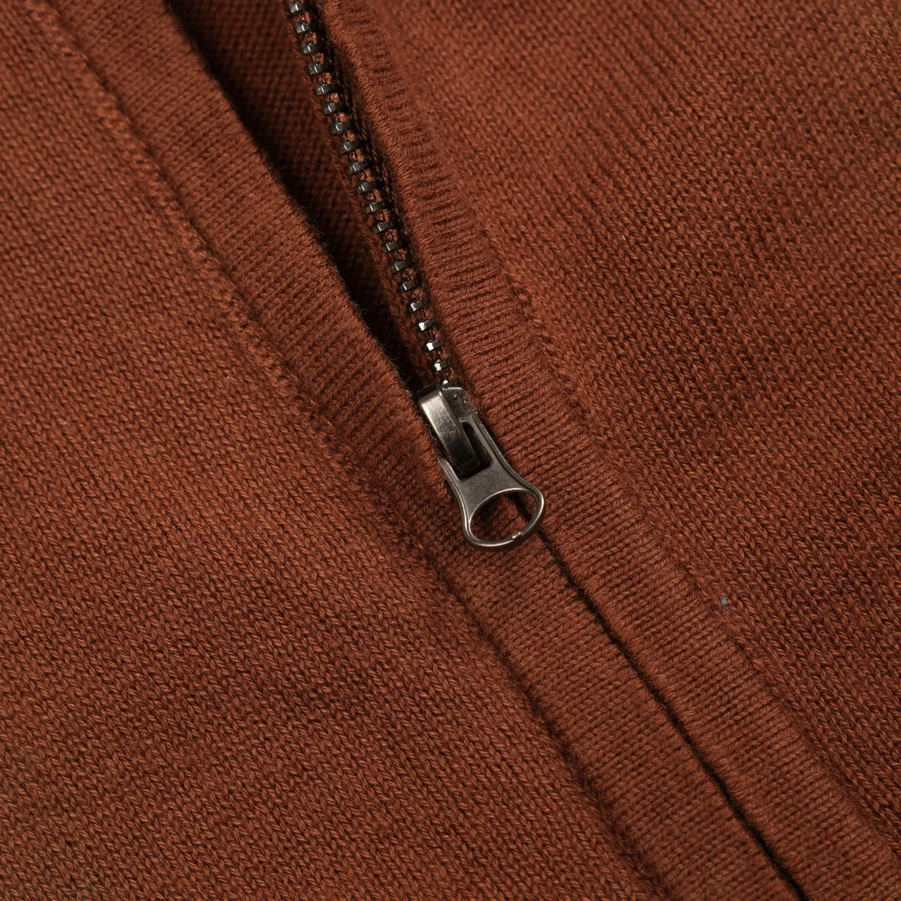 Men's brown striped vintage knitted zipper cardigan - Image 5