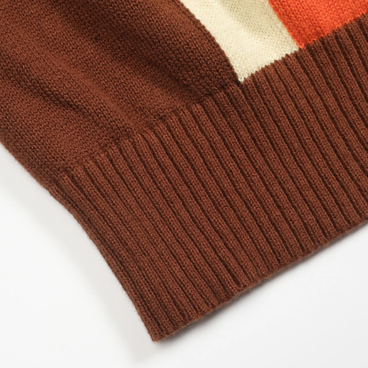 Men's brown striped vintage knitted zipper cardigan - Image 6
