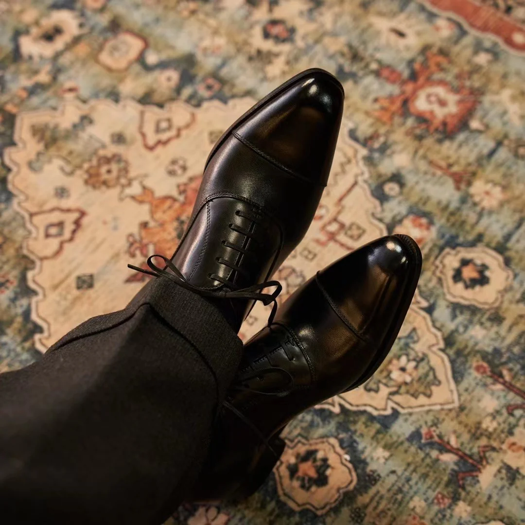 Men's business leather shoes leather shoes coffee brown pointed oxfords - Image 11