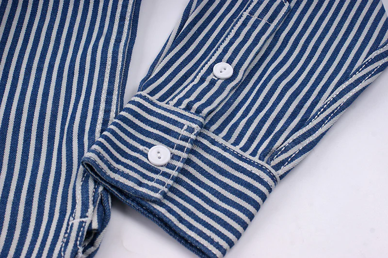 Men's casual vertical striped workwear long-sleeved shirt - Image 11