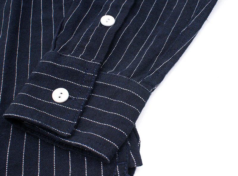 Men's casual vertical striped workwear long-sleeved shirt - Image 12