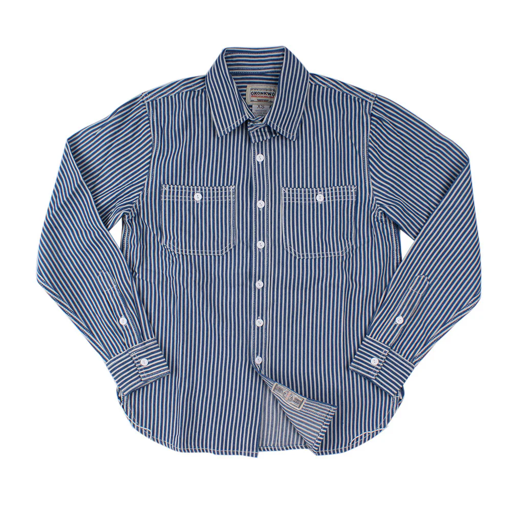 Men's casual vertical striped workwear long-sleeved shirt - Image 3