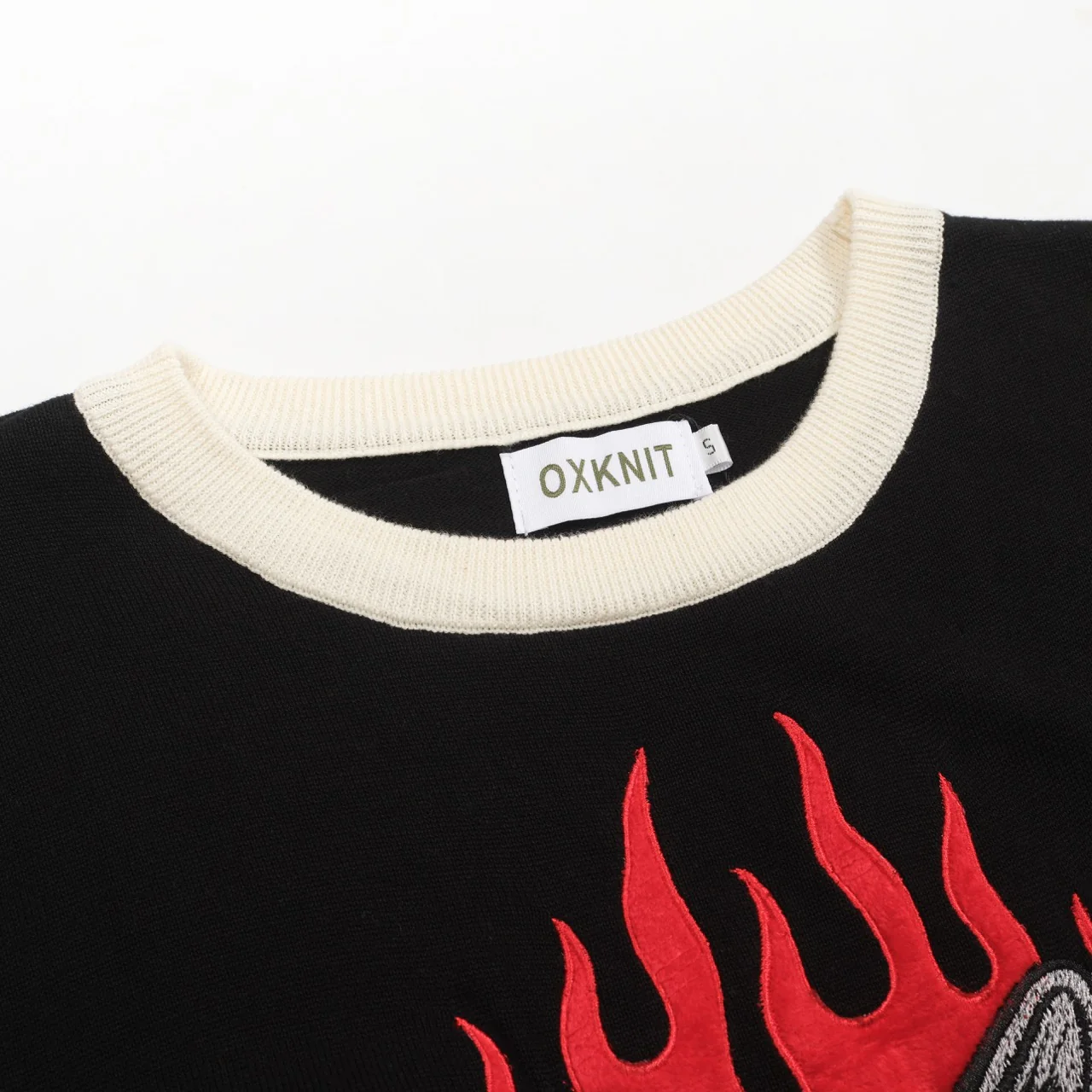 Men's Cat Flame jacquard Rose embroidered knit T-shirt - Image 4