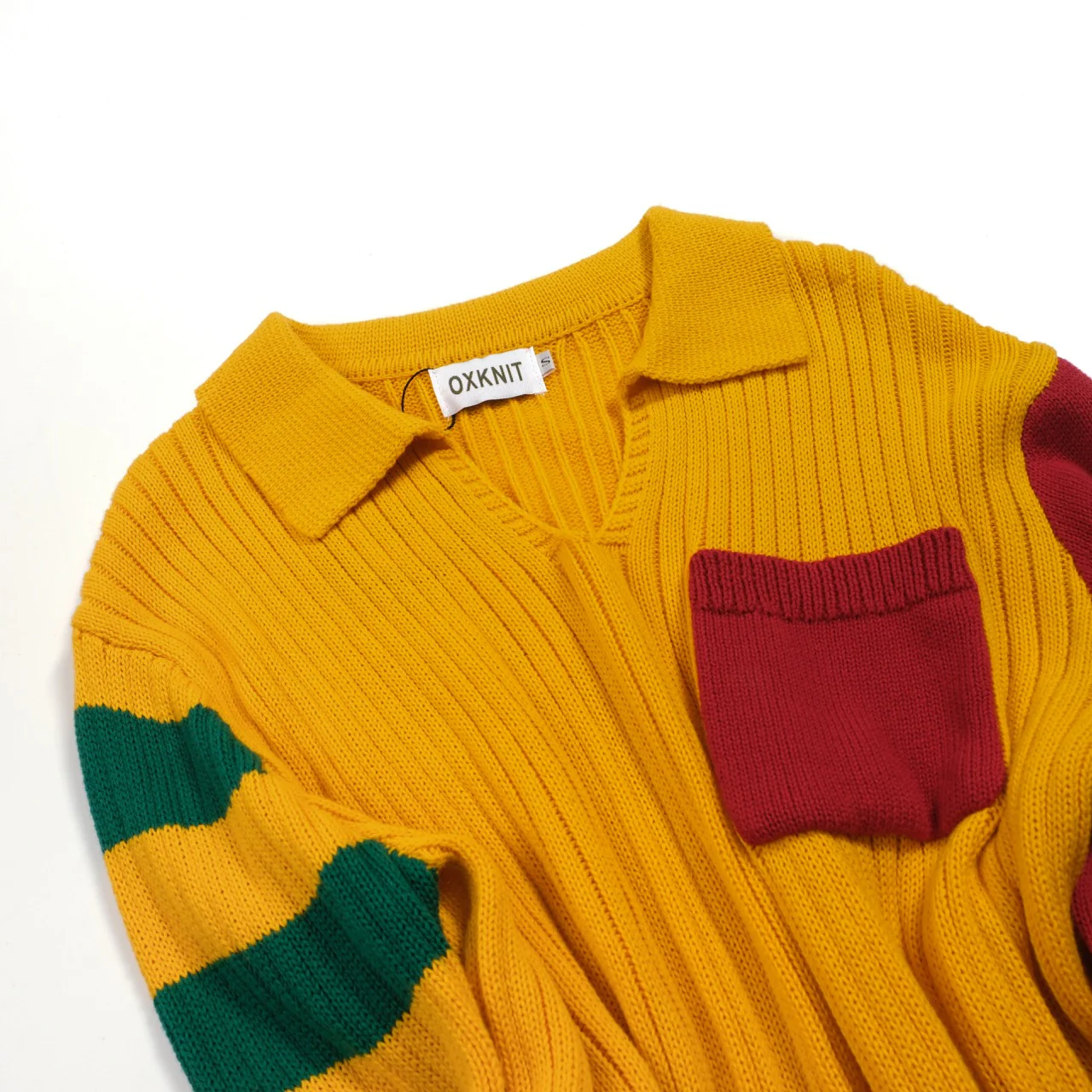 Men's Colour-matched vintage knit pocket V-neck polo - Image 9