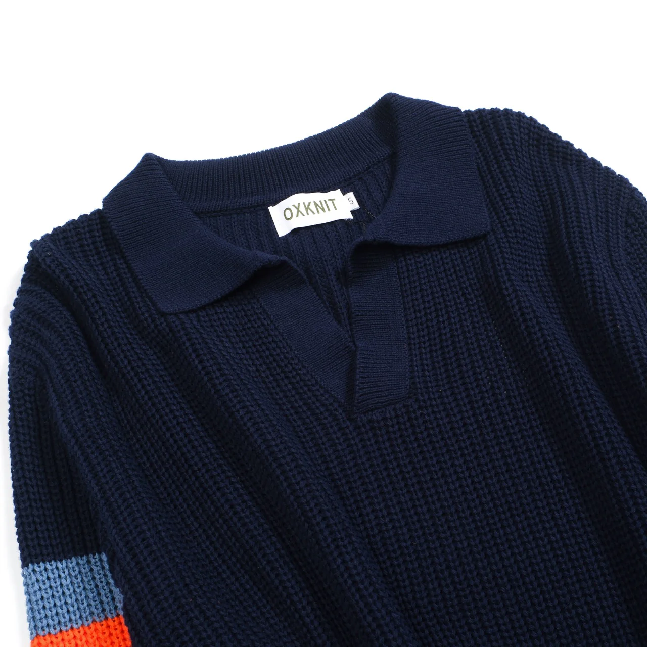 Men's dark blue casual retro V-neck knitwear - Image 9