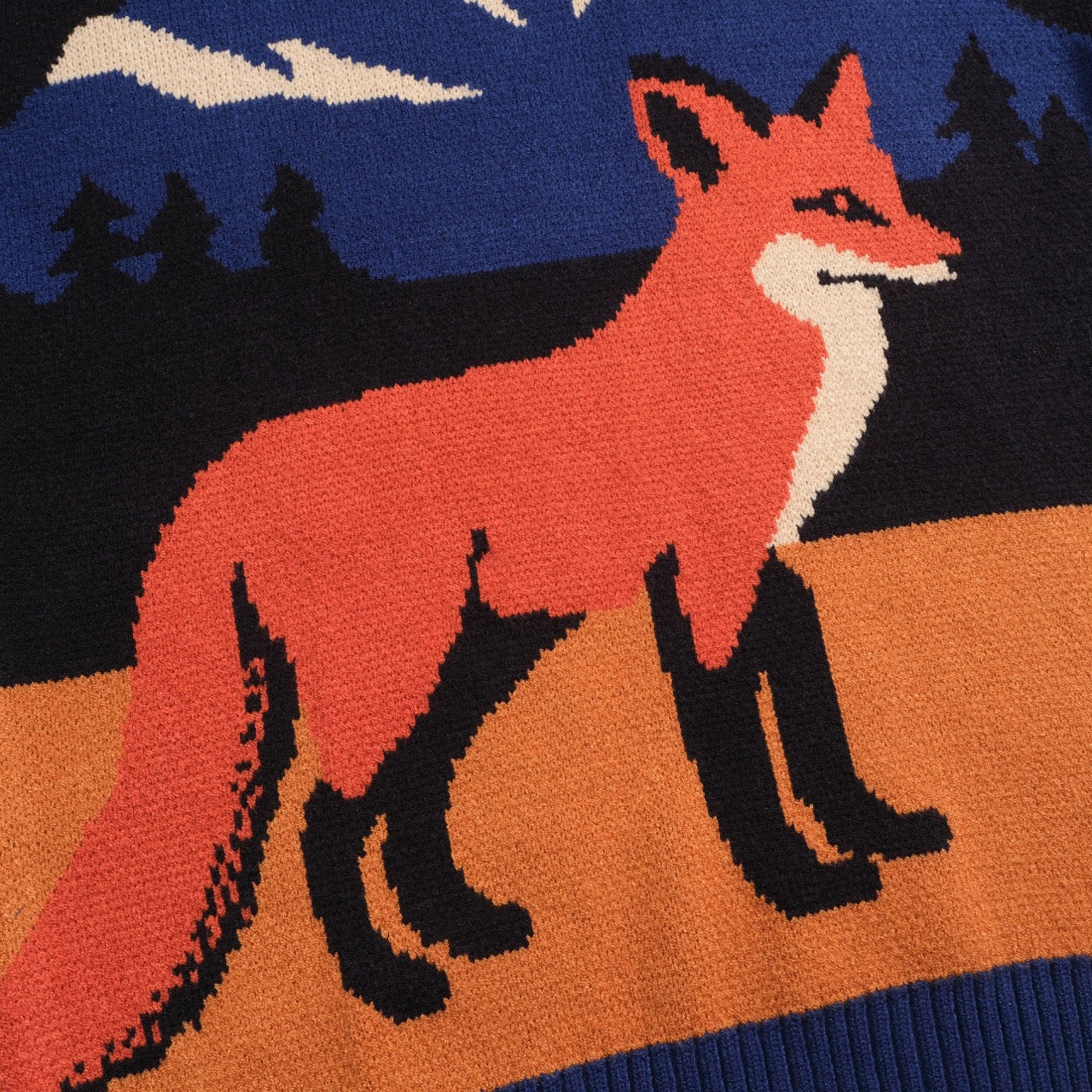 Men's dark blue fox jacquard vintage knitwear - Image 2